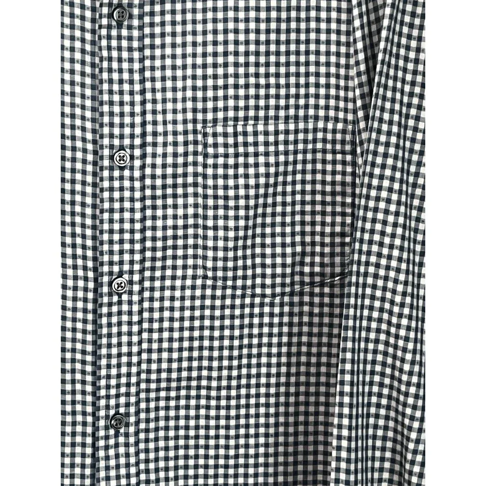 Banana Republic Soft Wash Tailored Slim Fit Shirt Mens L Teal Check Button Up
